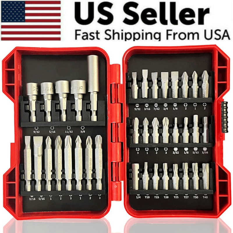 37 Piece Impact Screwdriver Bit Set Nut Driver Torx Phillips Tool Magnetic Drill_voghion.com