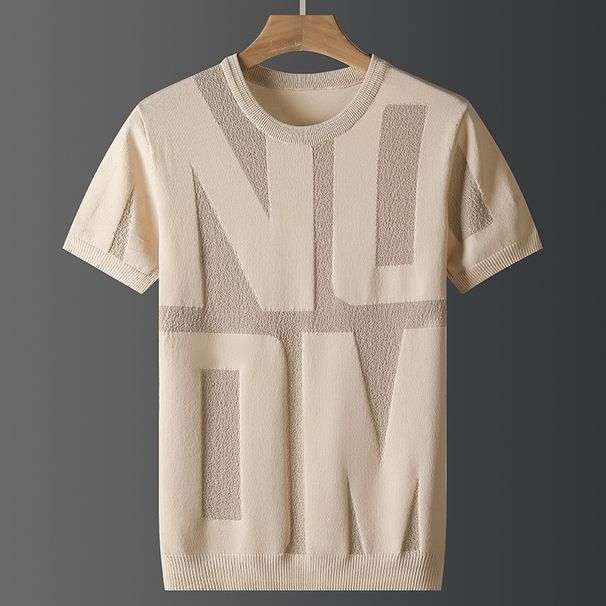 Herrenbekleidung Sommer Ice Silk Kurzarm Herren Dünner Großer Pullover Lockerer Rundhalsausschnitt Eiskalt Hohl Gestrickt Halbarm Verarbeitung_voghion.com