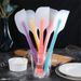 28cm Kitchen Silicone Spatula, Semi Transparent Cooking Dough Scraper, Heat-resistant Baking Tool, Cake Brush And Scraper_voghion.com