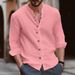 2024 Autumn New Solid Color Casual Loose Button Men's Cotton Linen Long Sleeved Shirt_voghion.com