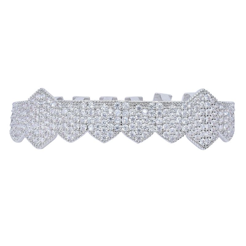 Unisex Hip Hop Hosenträger 8 Zähne Micro Intarsien Zirkon Einreihige Gold Hosenträger Hiphop Grillz Vampire Fangs_voghion.com