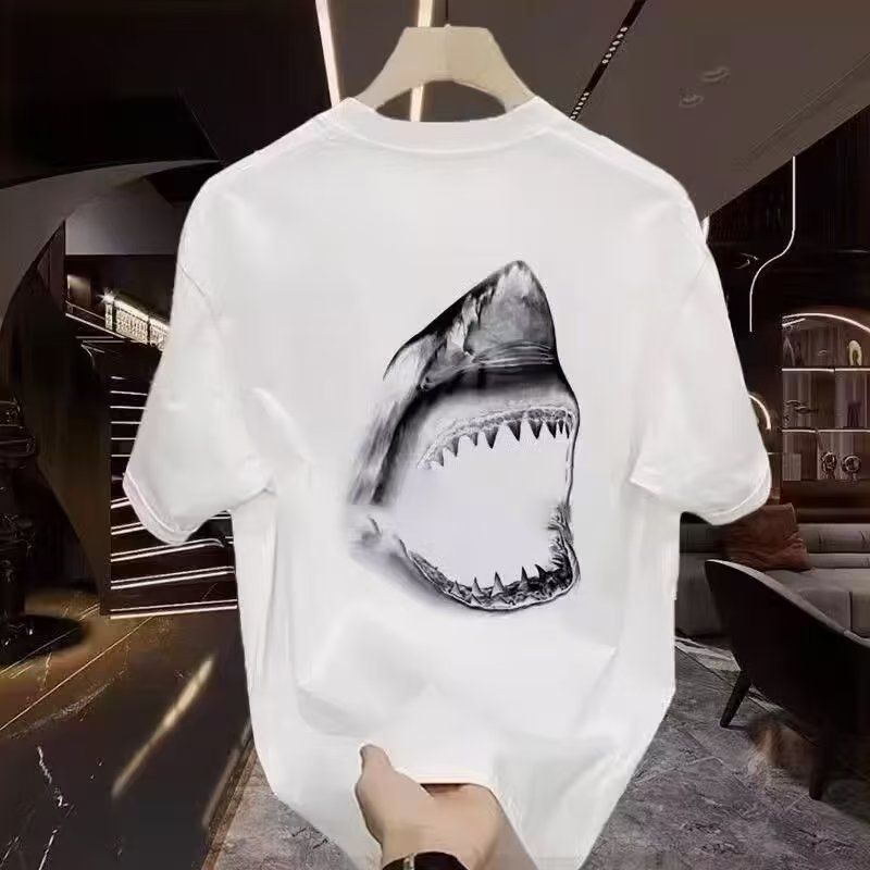 Abbigliamento maschile, maglietta a maniche corte da uomo, in cotone pesante, alla moda, estiva, casual, abbinabile, con scollo rotondo_voghion.com