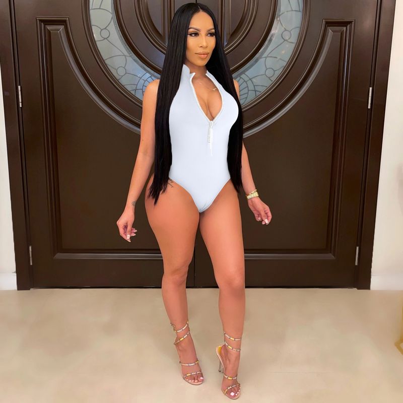 Women's masonry tassel zipper sleeveless romper briefs_voghion.com