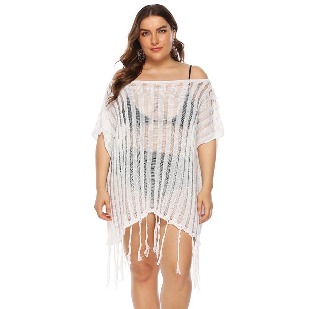 Sexy Strandbluse mit durchsichtigem Kragen und Blumenmuster für Damen in Übergröße_voghion.com