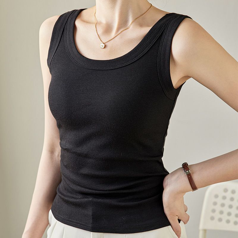 Women's Clothing New Loose And Comfortable Threaded Vest For Women In Spring Summer And Autumn Simple Commuting T Shirt With Sports Sleeveless Top_voghion.com