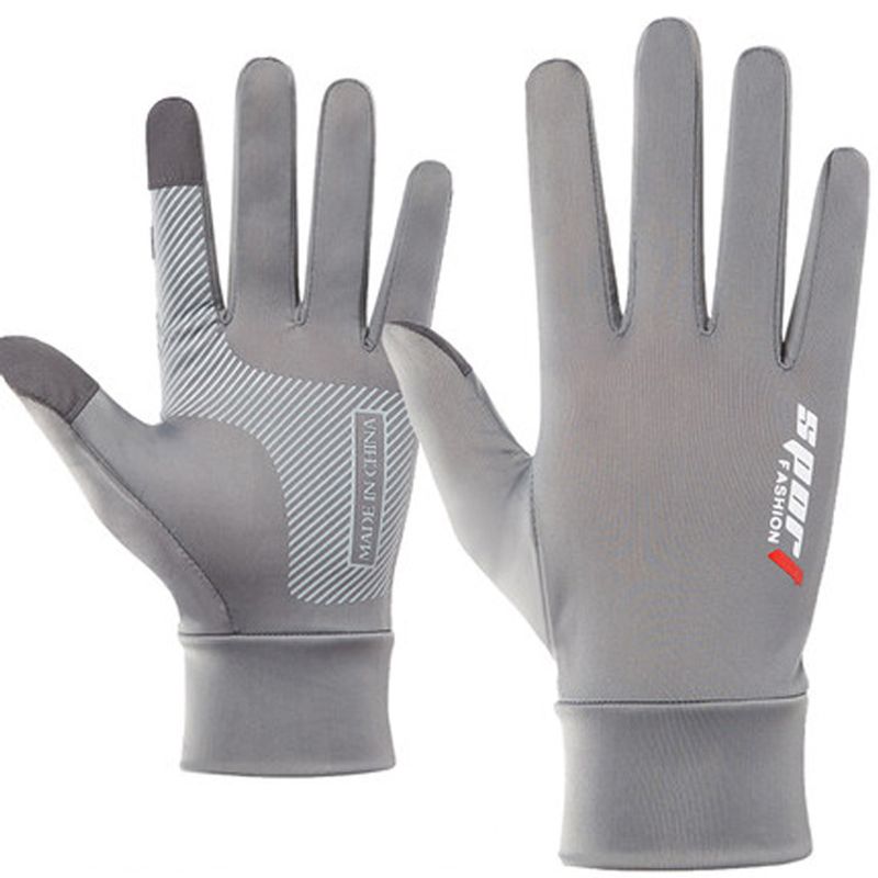 Summer Men Women Fiess Sports Fishing Cycling Ice Silk Breathable Elastic Sun Protection Touchscreen Driving Gloves_voghion.com