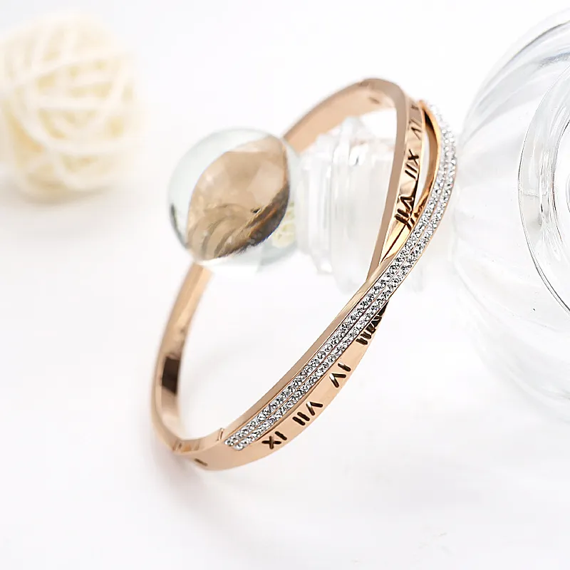 Roman Letters Titanium Steel Bracelet Hollow Female Letter Buckle Bracelet K Gold Star Bracelet_voghion.com