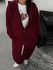 Completo casual da donna con felpa con cappuccio e pantaloni della tuta: completo streetwear in due pezzi, tessuto elasticizzato morbido, colori tinta unita alla moda per autunno e primavera._voghion.com
