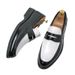 TerraStride Plus Size 2025 Spring Black And White Two-Tone Leather Men's Slip-On Loafers Korean Style Trendy Business Shoes_voghion.com