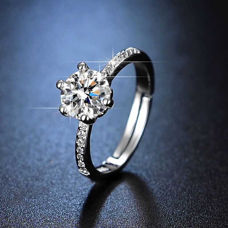 Ehering Moissanit Damenschmuck Mikroset Sechs-Krallen-Diamantring | Klassischer modischer Ehering_voghion.com