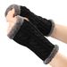 Unisex Fleece gloves Knitted figure-eight twist fingerless gloves Short warm cuff with fleece gloves_voghion.com