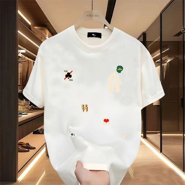Zomer oversized high-end puur katoenen T-shirt met korte mouwen voor heren in de zomer van 2024, knap trendy, los en luxueus_voghion.com