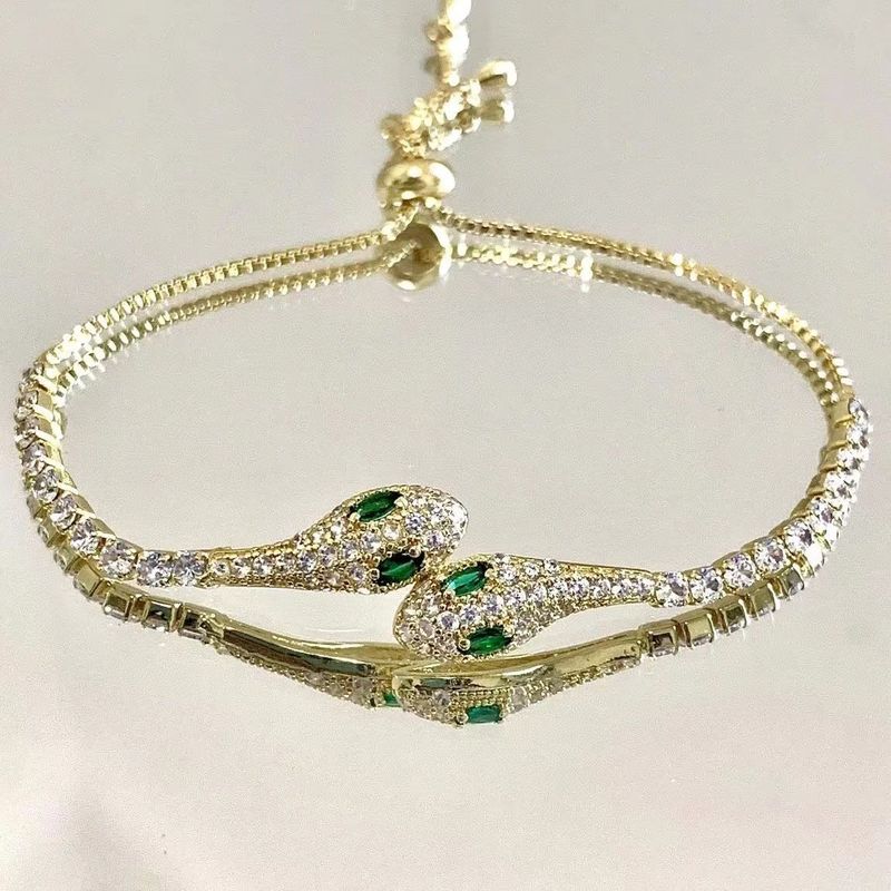 Bracelet serpent esprit aux yeux verts populaire, nouveau bijou de tempérament polyvalent et explosif de grande valeur pour femmes_voghion.com