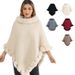 Women's Shawls Autumn And Winter New Imitation Rex Rabbit Fur Collar Pullover Shawl Irregular Large Size Knitted Cloak Loose Knitted Coat For Women_voghion.com
