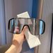 Korean Style Spring Summer One-piece Sunglasses Women With Large Faces, Windproof Cycling Glasses Men, Trendy Reflective_voghion.com