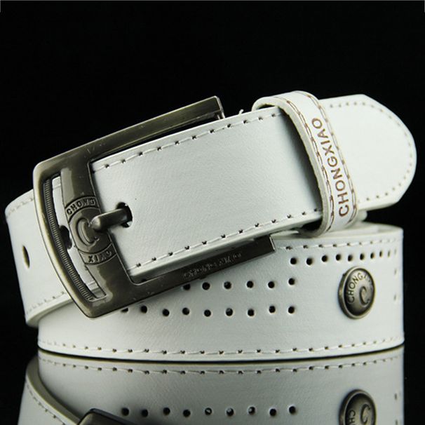 HOT Men's Casual Hollow Rivet Punk Style Wide PU Leather Buckles for Men Fashion Male High Quality Jeans Belt New_voghion.com