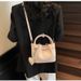 Spring New Personalized Solid Color Folding Drawstring Beaded Bow Shoulder Crossbody Bag_voghion.com