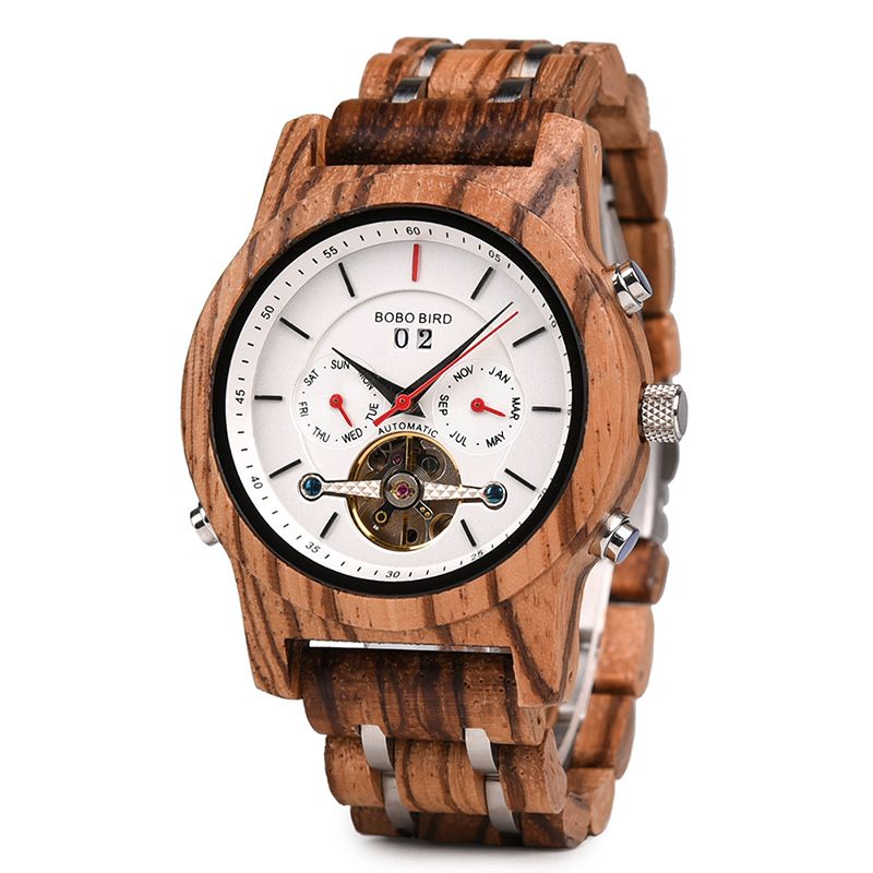 BOBO BIRD Wooden Watch Gq027 Business Flywheel Mechanical Watch Multi Function Mechanical Wooden Watch_voghion.com