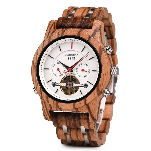BOBO BIRD Wooden Watch Gq027 Business Flywheel Mechanical Watch Multi Function Mechanical Wooden Watch_voghion.com
