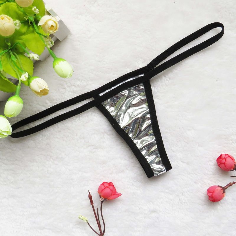 Intimates Underwear Sexy Pamas Patent Leather See-through T-Shaped Panties Women's T-Back Mini Swimsuit Swimming Trunks_voghion.com