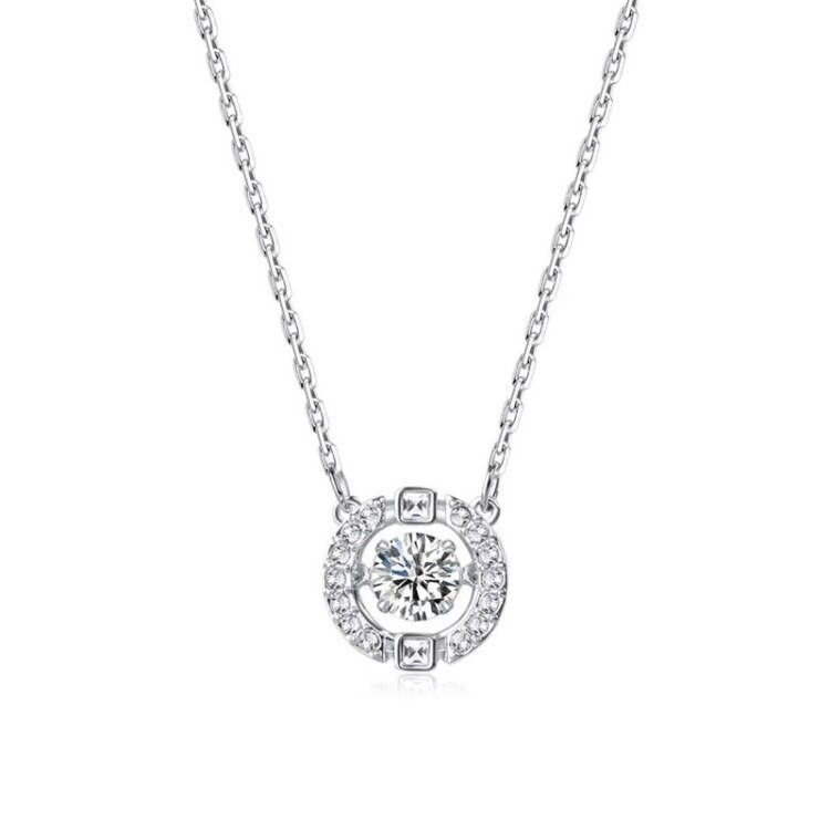 Collana con catena per clavicola a forma di cuore pulsante rotondo in cristallo stile Element_voghion.com