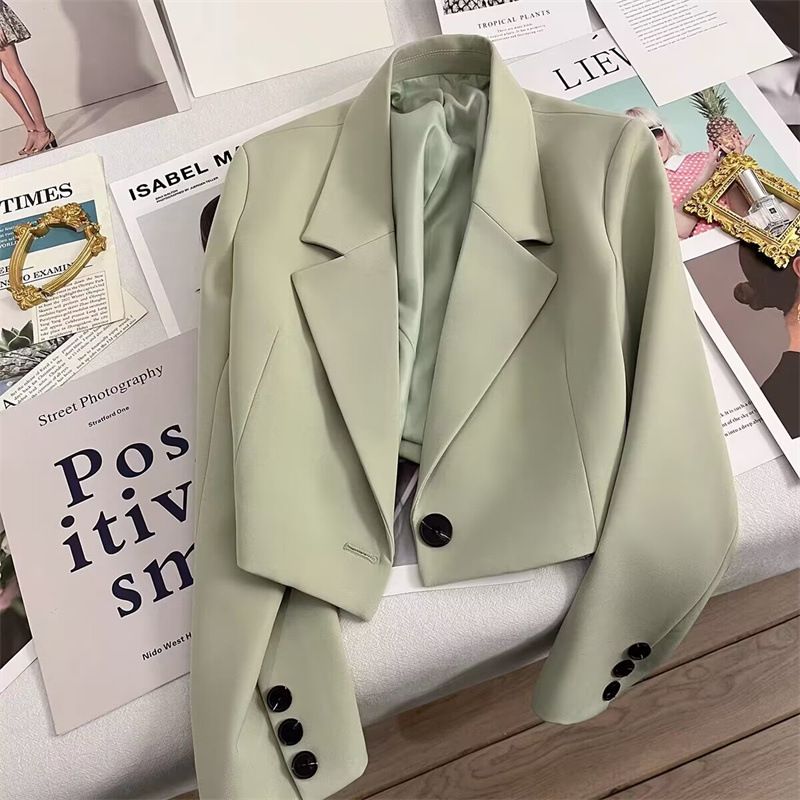 2025s Kurze Jacke, Kleine Statur, 2025 Frühling Und Herbst Jade Grün Saison Neue Stil, Vielseitig Student Anzug Für Trendy_voghion.com