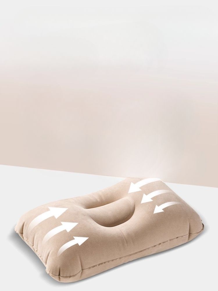 Travel Inflatable Foldable Portable Nap Pillow Flocked Outdoor Cushion Home Use_voghion.com