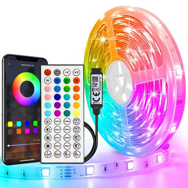 40M/131Ft Led Strip Lights APP 44Key Remote Control USB 5V Music Sync RGB Flexible Tape Diode Lights For Party Home Luces Led_voghion.com