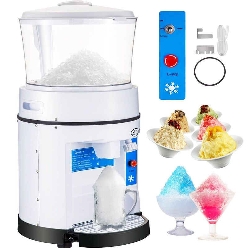 VEVOR 110V Commercial Ice Shaver Crusher 1100LBS/H With 17.6 LBS Hopper, 350W Tabletop Electric Snow Cone Maker 320 RPM Rotate Speed Perfect For Parties Events Snack Bar_voghion.com