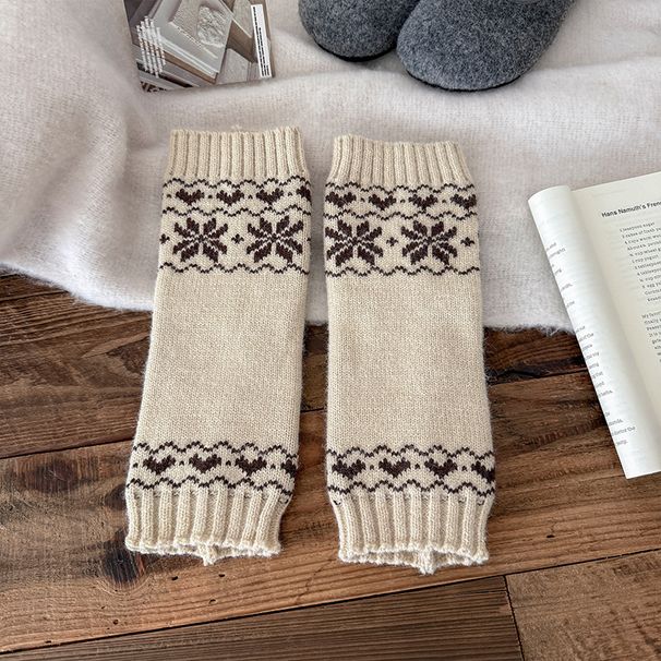 Calzini morbidi in maglia Fair Isle con motivo a fiocco di neve e fiocco, in caldo misto acrilico, altezza a metà polpaccio_voghion.com