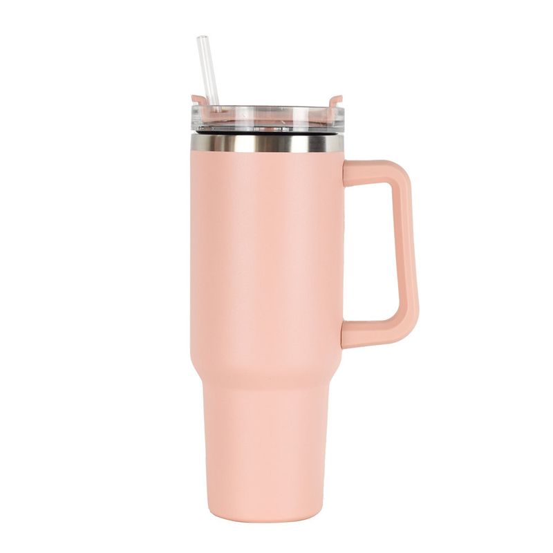 LMETJMA Tazza da 40 once con coperchio e cannuccia Bicchiere sottovuoto in acciaio inossidabile Mantieni freddo e caldo Tazza da caffè da viaggio a prova di perdite KC0461_voghion.com