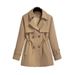Damenbekleidung Mode Temperament Mittellanger Trenchcoat Damen Kleine Größe Stilvoller Einfarbiger Mantel im Hepburn-Stil_voghion.com