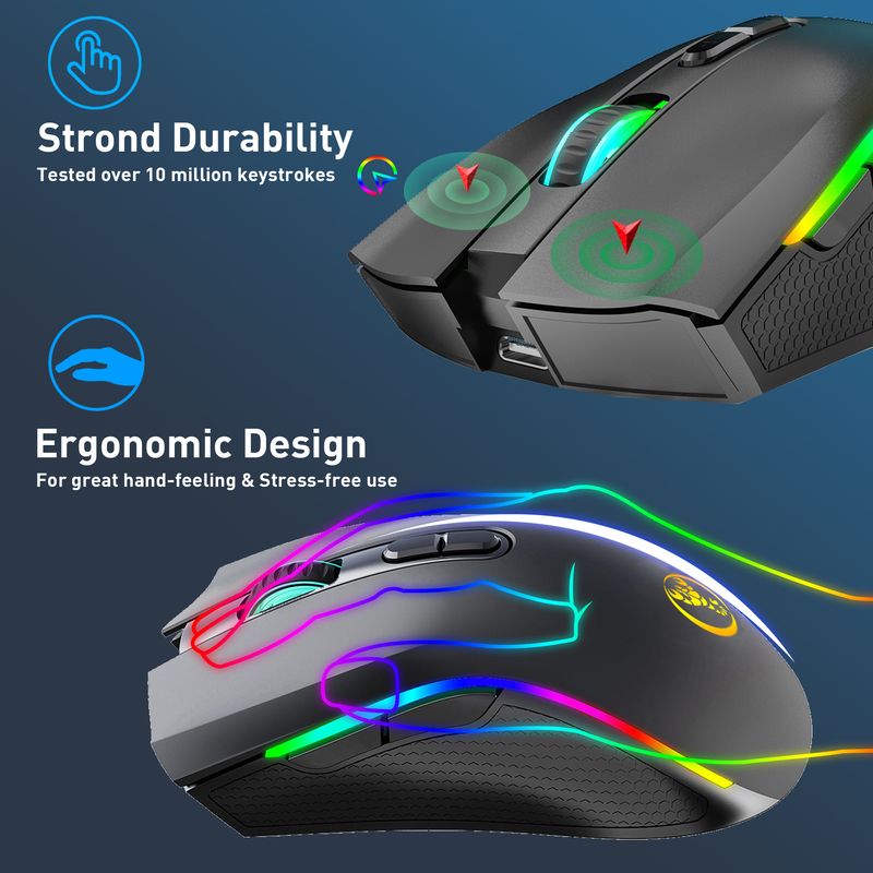 T69 2.4G RGB Luminous Wireless TYPE-C Rechargeable Interface 7 Buttons Gaming Mouse_voghion.com
