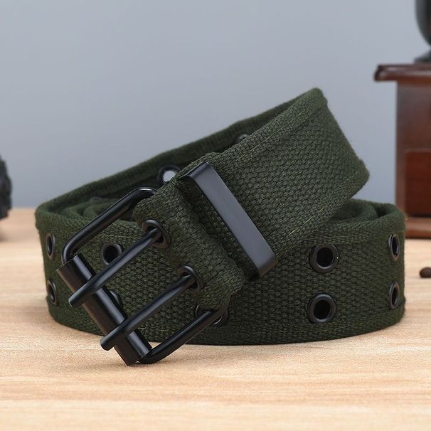 HOT Double for men and women's workwear, trendy punk, needle buckle, double breasted belt, youth canvas belt_voghion.com