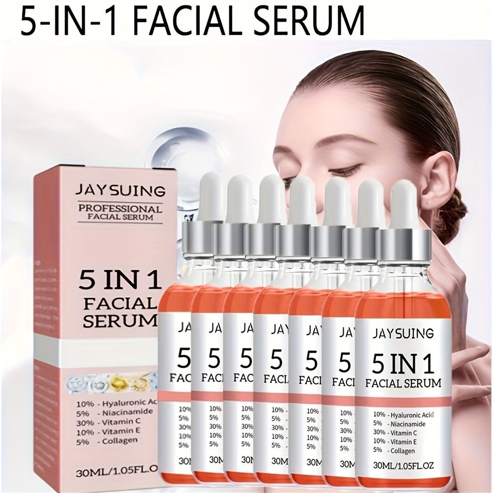 5-in-1-Gesichtsserum, intensiv feuchtigkeitsspendendes Gesichtsserum, glättende Hautpflege, Retinol, Hyaluronsäure, Niacinamid, Vitamin C und Vitamin E | Alle Hauttypen_voghion.com