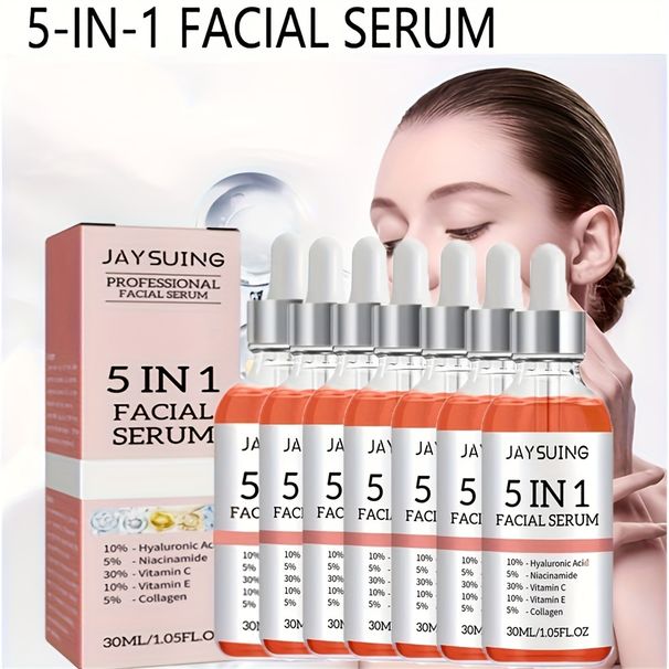 5-in-1-Gesichtsserum, intensiv feuchtigkeitsspendendes Gesichtsserum, glättende Hautpflege, Retinol, Hyaluronsäure, Niacinamid, Vitamin C und Vitamin E | Alle Hauttypen_voghion.com