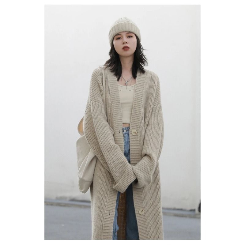 CHIC VEN Frauen Strickjacke Lose Neue Grundlegende Lange Beiläufige Gestrickte Jumper Weichen Pullover Mantel Frau Kleidung Herbst Frühling 2023_voghion.com