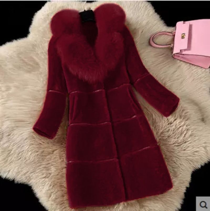 Vêtements pour femmes automne et hiver nouvelle fourrure épissée tout en un manteau mi-long à col en fourrure de renard et veste en fourrure pour femmes_voghion.com