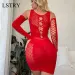 TD Lstry Rote erotische Dessous, elastisches Spandex, sexy Netzanzüge für Damen, Set mit zwei Artikeln, Blendenstrümpfe_voghion.com
