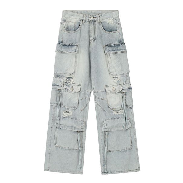 Vêtements pour femmes Tout nouveau jean punk pour hommes salopette pantalon droit populaire pour jeunes_voghion.com