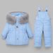 Mother & Kids Winter Kids Padded Overalls Set With Hood - Warm Fleece-Lined Snowsuit For Boys & Girls 1-5 Years (Blue/Red/Pink/Navy With White)_voghion.com