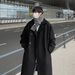 Men's Long Wool Coat – Korean Style Oversized Trench Coat With Notched Lapel & Side Pockets, Winter Warm Overcoat_voghion.com
