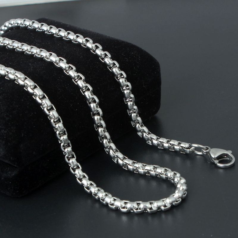2023 Stainless Square Pearl Titanium Steel Lock Bone Single Necklace Men's Matching Chain_voghion.com