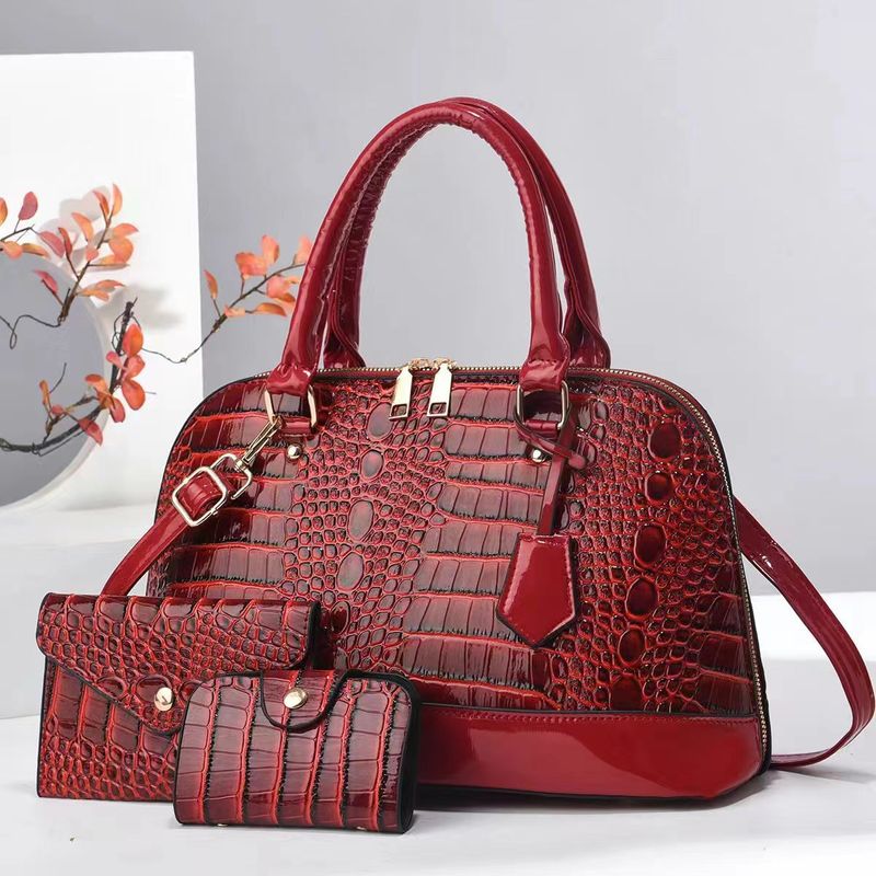 Ensemble de sacs à main pour femmes, sac à coquillage pour la fête des mères, sac fourre-tout à bandoulière simple imprimé crocodile à la mode_voghion.com