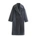 Women's clothing 2024 autumn and winter new item, loose collared double breasted long coat jacket_voghion.com