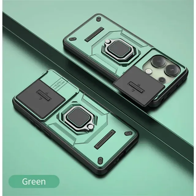 For Xiaomi 14 Ultra 13T POCO X6 X5 M6 F5 Pro C65 Armor Phone Case with Slide Camera Protection Ring Holder Bracket Cover_voghion.com
