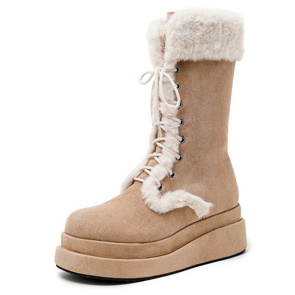 Botas femininas forradas com pele e sola grossa, outono/inverno 2025_voghion.com