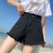 Denim shorts women with high waist, summer 2024 new super and slimming look, loose A-line wide leg hot pants for_voghion.com