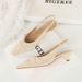 5212 Korean Style Pointed Toe Back Strap Single Shallow Mouth Wine Glass Bowknot Women's Thin Backless Fashion Low Heel_voghion.com