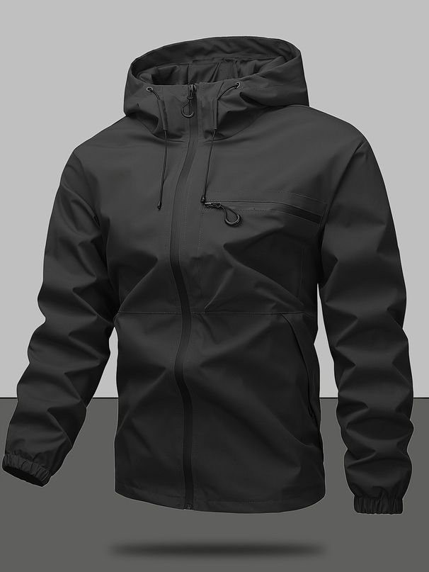 Chaqueta softshell de alto rendimiento con cierre de cremallera completo, capucha elástica, puños ajustables, cortavientos y de alta calidad para actividades al aire libre._voghion.com